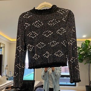 Zara pearl and bead sweater